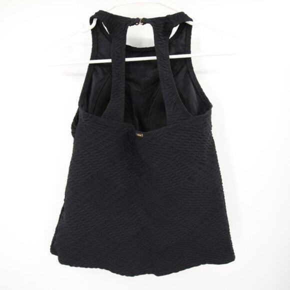 Lands End Black Textured Swim Tankini Top Sleeveless Built-in Bra Size 2 - Picture 8 of 8